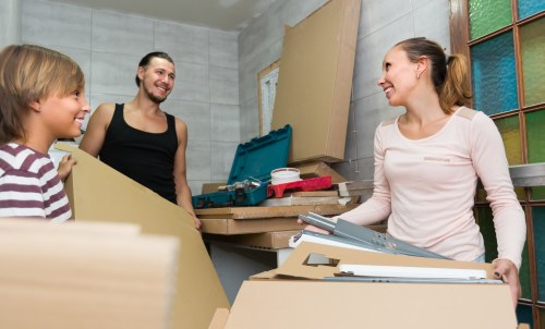 Residential packing boxes and labels for a move in Stockwell