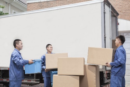 Boxes and household items arranged for local storage in Stockwell