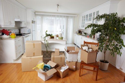 Careful loading of business equipment during a commercial relocation